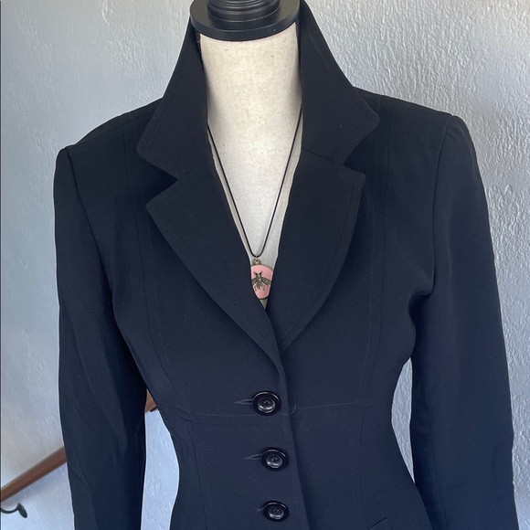 Bebe Classic Vintage 90’s Black Notched Collar Fitted Womens Blazer w Pockets 6 - Picture 7 of 9
